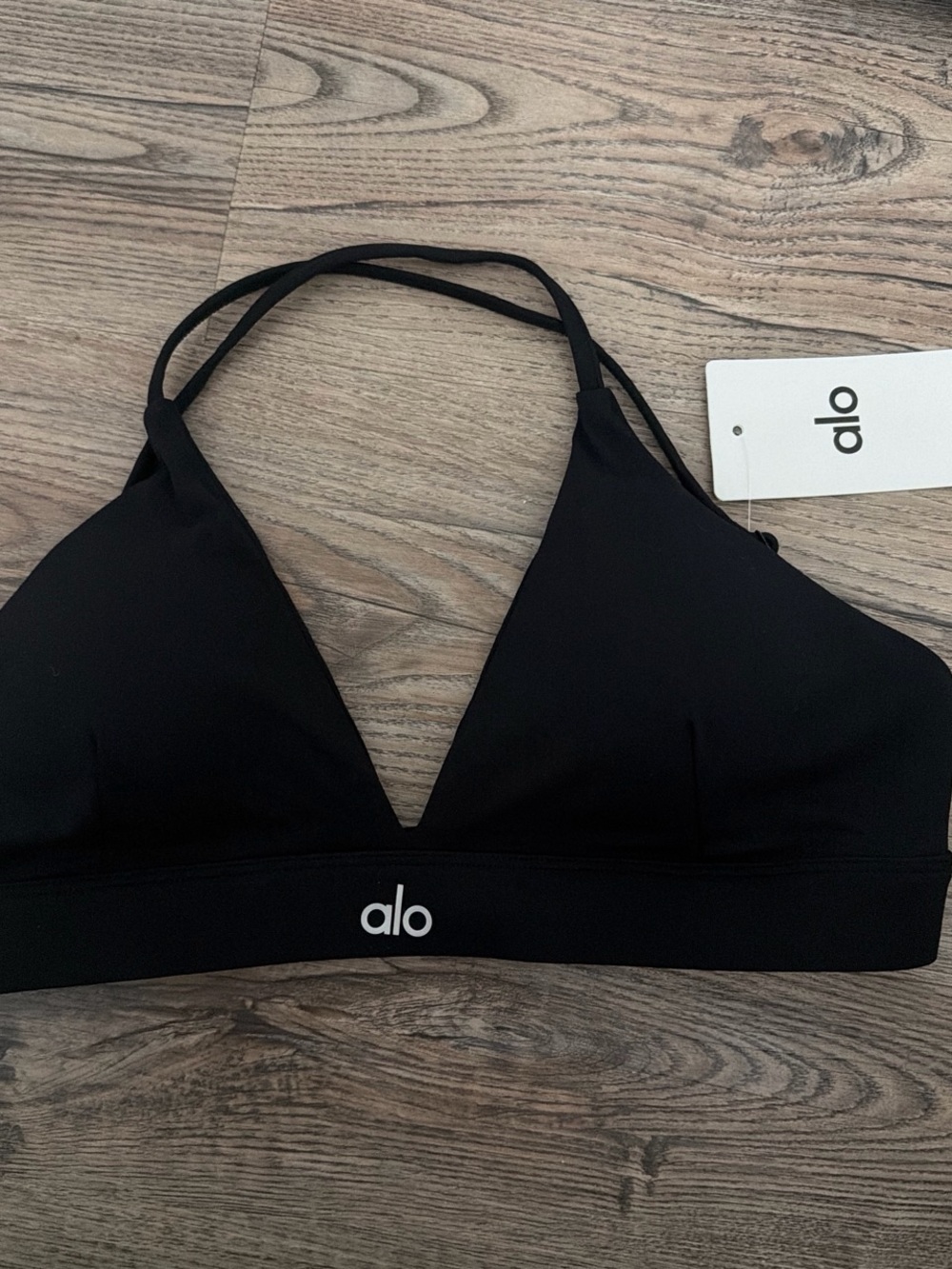 ALO Yoga Black Strappy Triangle Sports Bra